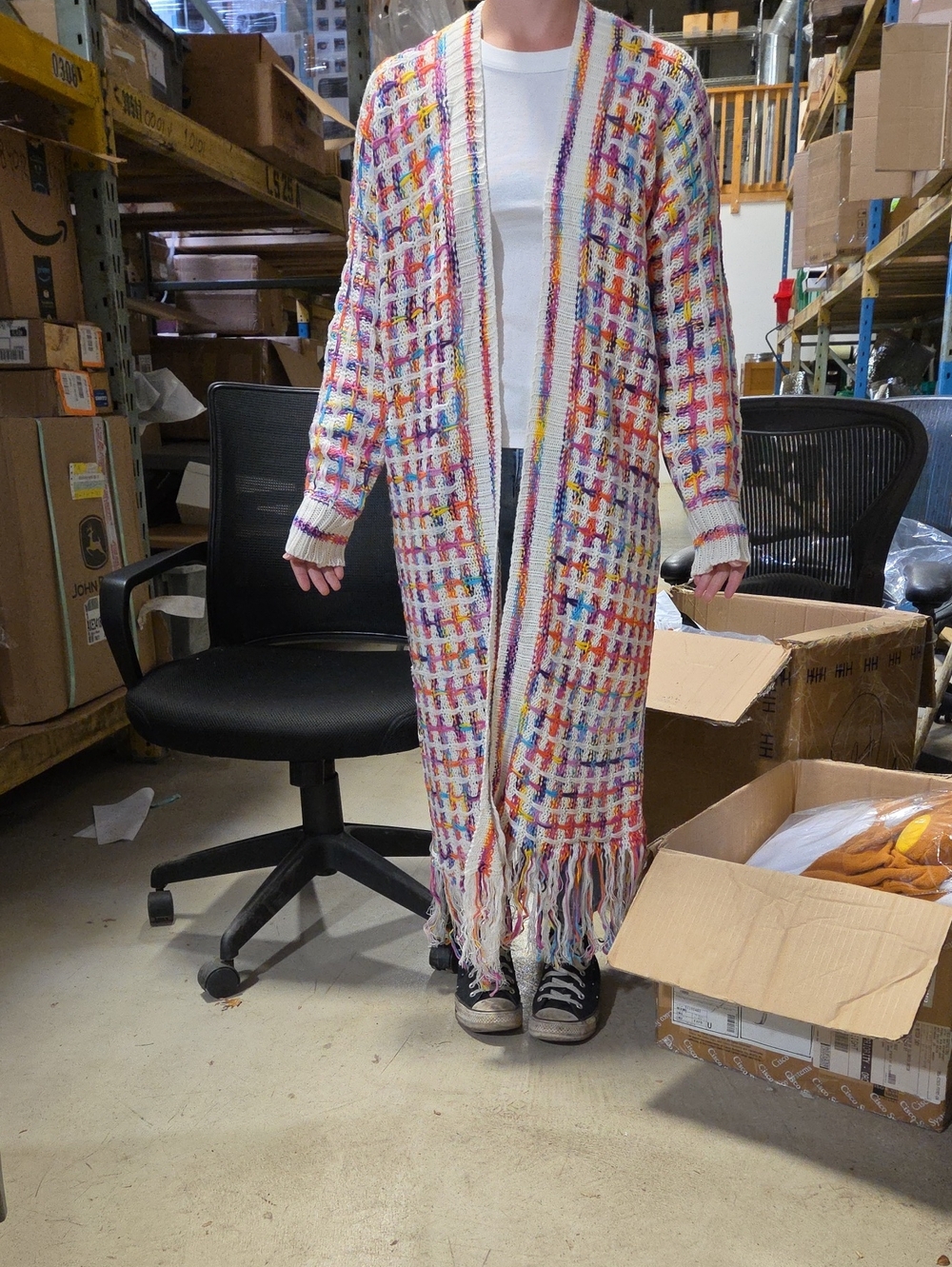 Multicolor Fringe Cardigan Like New